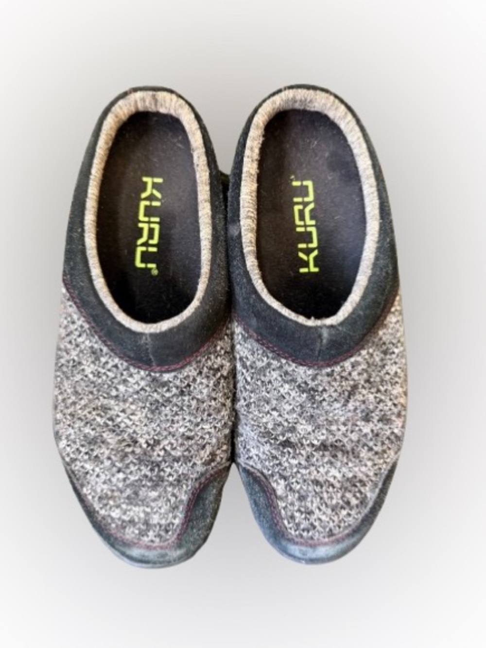KURU Draft Gray Knit Mule Slippers Women’s 9.5 Comfort House Shoes Orthopedic